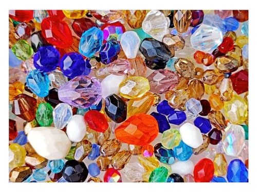 65 g Mischung aus facettierten, feuerpolierten Perlen, Mehrfarbig, Tschechisches Glas (Mix of Faceted Fire Polished Beads) von SCARA BEADS GET INSPIRED