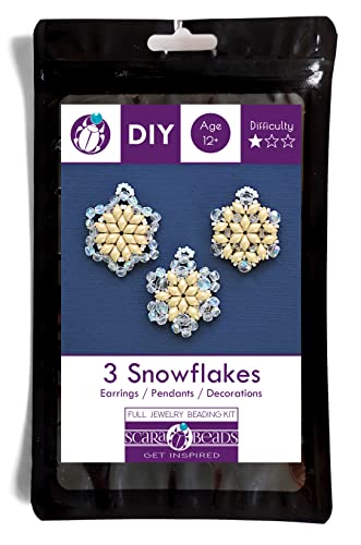 Exklusives Perlen-SET „3 Schneeflocken“ (Perlenschmuckherstellung zum Selbermachen), Creme von SCARA BEADS GET INSPIRED