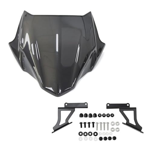 Motorrad Windschutzscheibe Windschotter Spoiler Für Z650 2020-2025 Z900 2020-2024 Motorrad Windschutzscheibe(Dunkelgrau) von SCARXUSV