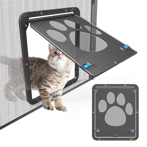 SCBOY Einfache Installation Katzenklappe(29 cm * 24 cm) Abschließbar Haustierklappe Fliegengitter mit Magnetverschluss für Kleine Hunde und Katze von SCBOY
