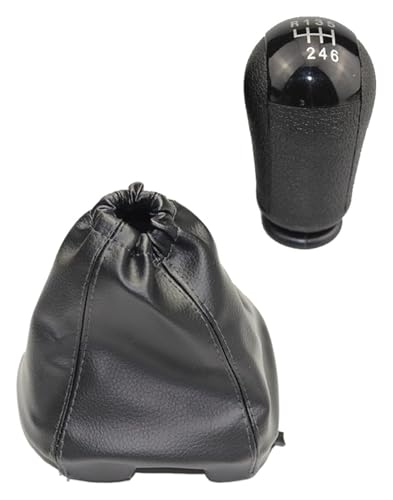 Manuell Schaltknauf Kompatibel mit Ford Kompatibel mit Transit Van MK7 2006-2013 Auto 5 6 Gang Schaltknauf Hebel Stick Kopf Griff Gaitor Boot Cover(Black 6 Speed Set) von SCBSTKBGGW
