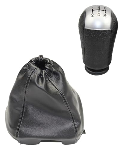Manuell Schaltknauf Kompatibel mit Ford Kompatibel mit Transit Van MK7 2006-2013 Auto 5 6 Gang Schaltknauf Hebel Stick Kopf Griff Gaitor Boot Cover(Silver 5 Speed Set) von SCBSTKBGGW