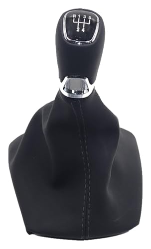 Manuell Schaltknauf Kompatibel mit Skoda Kompatibel mit Octavia A5 A6 2004-2012 Auto Schaltknauf Chrom Leder Hebel Gaitor Boot Abdeckung(: 5 Speed Set) von SCBSTKBGGW