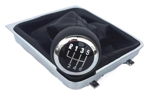 Manuell Schaltknauf Kompatibel mit VW Kompatibel mit Passat B6 2005-2010 5 6 Gang Auto Schaltknauf Stick Gamaschen Boot Rahmen Mit Abdeckungs Case Kit(6 Speed Gaiter Boot) von SCBSTKBGGW