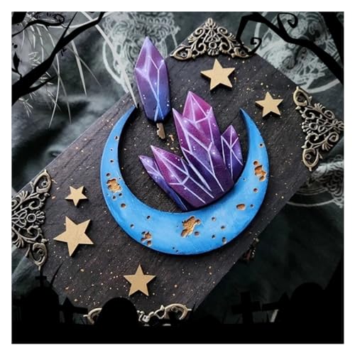 2024 Wooden Crystal Moon Hidden Key Box,Personalized Hidden Key Box Decorative ， Treasure Chest Trinket Box with Hidden Storage Compartment Jewelry Box, Decorative Small Wooden Box Storage Lock Box ( von SCDOA