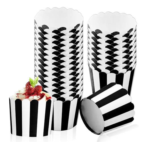 Muffin Papierförmchen, 50 Stück Mini Muffinförmchen Papier Muffin Förmchen Backbecher Cupcake Wrapper für Party Geburtstag Hochzeit (Schwarz) von SCDZY