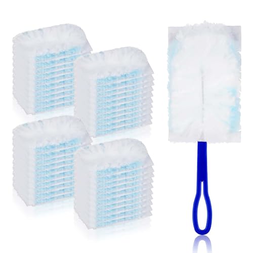 Staubmagnet Staubwedel, 40 Stück Reinigungsstaub Staubtuch Nachfüllung, Einweg Staubwedel Starterset mit 1 Handgriff Gegen Mikrofaser Staubwedels Nachfüllpack für Zuhause Schule Büro von SCDZY