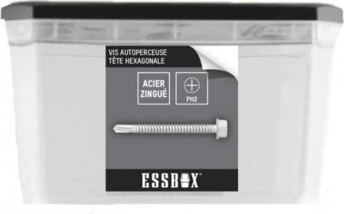 ESBOX SCELL-IT selbstbohrende Schrauben, verzinkt, weiß, Sechskantkopf, Ø6,3 mm x 25 mm, Box mit 250 Stück, EX-94704163025 von Scell-it