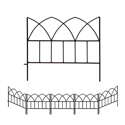 SCENDOR GARDEN 5er-Pack Dekorative Zaunpaneele 45X40X0.5cm Rostfrei Hundezaun für Outdoor Faltbare Landschafts Patio Zäune Blumenbeet Tier Hunde Barriere (Schwarz A) von SCENDOR GARDEN