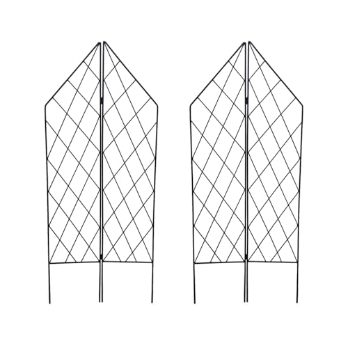 SCENDOR GARDEN 2er-Set Metall Garten Rankgitter für Kletterpflanzen, Faltbar, 115 cm H x 25 cm B, Schwarzes Eisendraht-Gitterpaneel für Pflanzen, Blumenstütze für den Außenbereich von SCENDOR