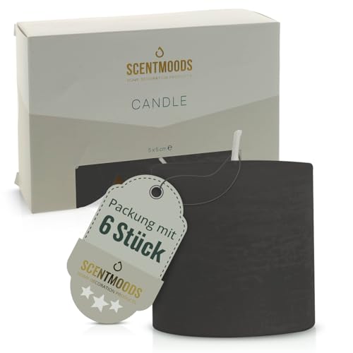 SCENTMOODS Rustik Stumpenkerzen Set - 6 Handgefertigte Schwarze Kerzen - 5x5cm Lange Brenndauer - Natürliches Pflanzenwachs Ohne Palmöl - Unparfümiert SCENTMOODS Rustik Stumpenkerzen Set - 6 Handgefertigte Schwarze Kerzen - 5x5cm Lange Brenndauer - Natürliches Pflanzenwachs Ohne Palmöl - Unparfümiert von SCENTMOODS