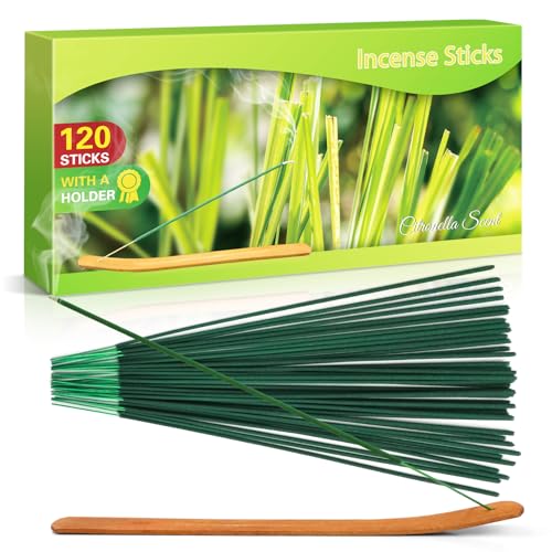 SCENTORINI Citronella Räucherstäbchen, Zitronengras Incense Set 120 Stocke für Innen und Draußen, Garten, Balkone, Terrassen, mit Räucherstäbchen Halter von SCENTORINI