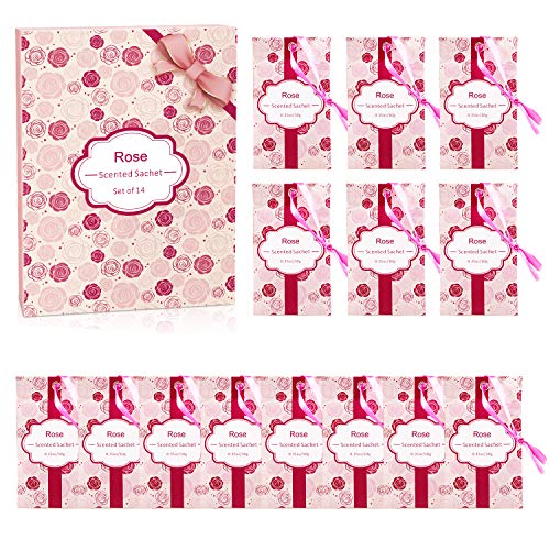 SCENTORINI Duftsäckchen Duftbeutel Rose Duft Sachets für Schubladen und Schränke, Duft aus naturreines ätherisches Roseöl 14 Pack von SCENTORINI