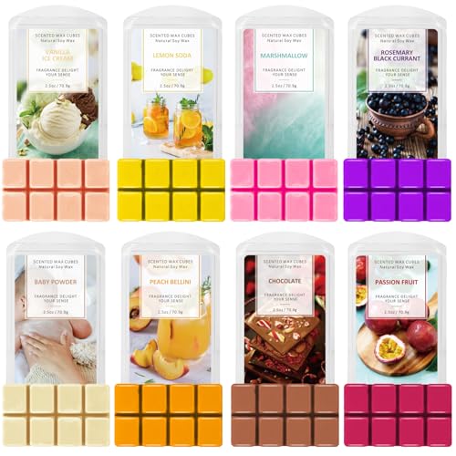 SCENTORINI Duftwachs,100 % Sojawachs Wax Melts für Raumdüfte, 8 Pack x 70,9g, Pfirsich Bellini, Babypuder, Passionsfrucht, Zitronen-Soda, Vanille und Eiscreme, Schokolade Usw. von SCENTORINI