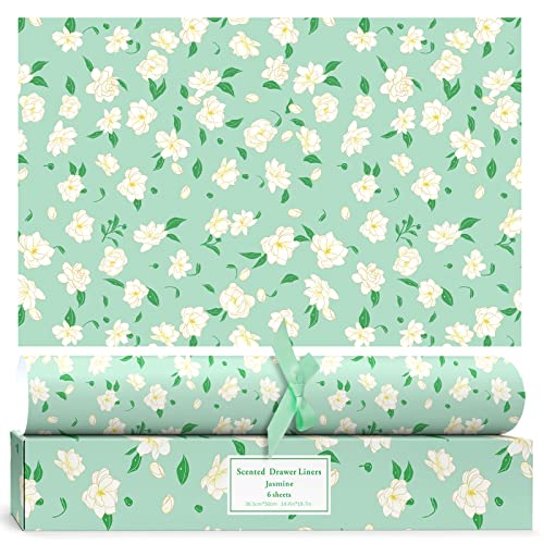 SCENTORINI Schrankpapier Jasmin Duft für Schubladen, Kommodenregal, Wäscheschrank und Kleiderschrank, 6 Blatt von SCENTORINI