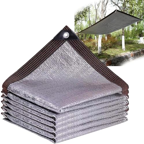 SCGSJZH 75% schattennetz mit ösen Schattierungsnetz Reflexion Shade Cloth Aluminiumfolie Sichtschutz Sonnensegel, für Garten Terrasse Balkon Gewächshaus,Silber (2x2m) von SCGSJZH