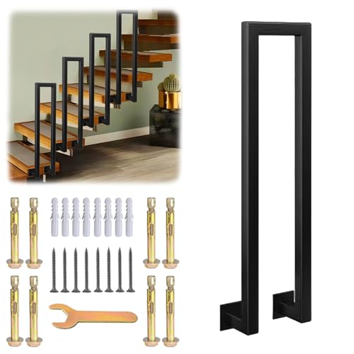 SCGSJZH Handlauf Schwarz Treppengeländer Innen U-förmiger Handläufe für Treppen Korridorstufen, Außen Garten Sicherheit Eisengeländer, Seitliche Montage (45cm) von SCGSJZH