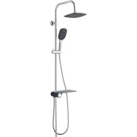 Duschset aquastar, Regendusche ohne Armatur, Duschsystem mit Ablage, Handbrause mit 3 Funktionen, Dusche Chrom/Anthrazit - Chrom/Anthrazit von SCHÜTTE