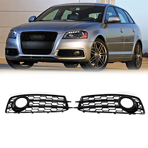 Wabenstil Auto Nebelscheinwerfer Grillabdeckung Wabennebelscheinwerfer Kühlergrill Grill Schwarz Glänzend Für Audi A3 8P S-Line 2009–2012 (Color : Glossy Black) von SCHAAN