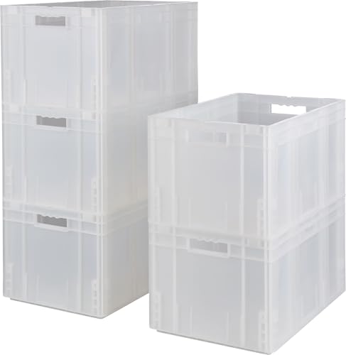 SCHÄFER SHOP Lagerkasten, 5 Stück, 62,3 l, PP, transluzent, 60 x 40 x 32 cm, mit Durchfassgriffen – stapelbare Euronorm-Behälter für Lager & Kommissionierung von SCHÄFER SHOP