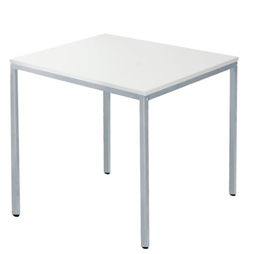 SCHÄFER SHOP Pure Stahlrohrtisch, Rechteck, Quadratrohrfuß, B 800 x T 700 x H 720 mm, lichtgrau/weißaluminium von SCHÄFER SHOP