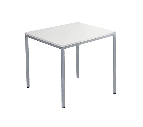SCHÄFER SHOP Pure Stahlrohrtisch, Quadrat, Quadratrohrfuß, B 800 x T 800 x H 720 mm, lichtgrau/weißaluminium von SCHÄFER SHOP