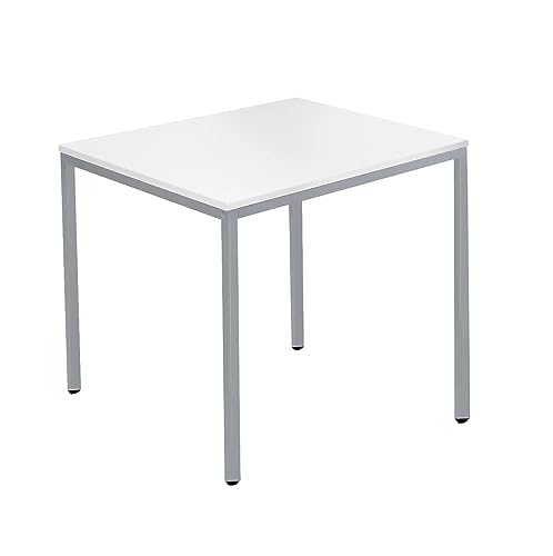 SCHÄFER SHOP Pure Schreibtisch, Quadratrohrfuß Arbeitstisch, B 80 x T 80 x H 72 cm, Bürotisch mit Tischplatte, Mehrzwecktisch quadratisch in weiß/Gestell in weißaluminium von SCHÄFER SHOP