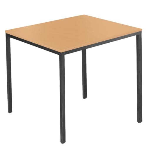 SCHÄFER SHOP Pure Stahlrohrtisch, Rechteck, Quadratrohrfuß, B 800 x T 700 x H 720 mm, Buche/schwarz von SCHÄFER SHOP