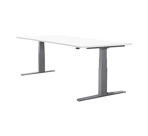 SCHÄFER SHOP Select LOGIN höhenverstellbarer Schreibtisch ergonimischer Steh-Sitz Tisch 180 x 80 Weiß, Weißaluminium von SCHÄFER SHOP