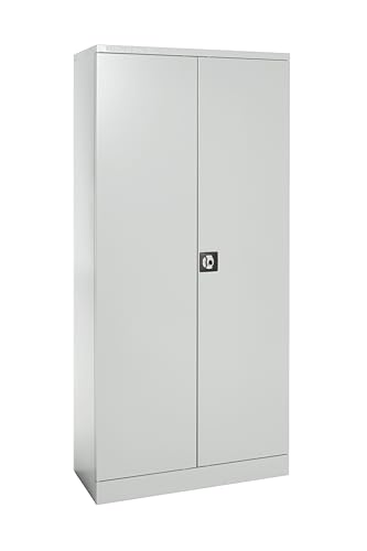 Stahlschrank abschliessbar für Werkstatt & Büro 195x92x42cm, Werkstattschrank sowie Werkzeugschrank mit 4 höhenverstellbaren Einlegeböden,Aktenschrank für 5 Reihen Ordner in Lichtgrau von SCHÄFER SHOP
