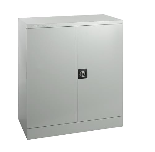 Stahlschrank abschliessbar für Werkstatt & Büro 100x92x42cm, Werkstattschrank sowie Werkzeugschrank mit 2 höhenverstellbaren Einlegeböden,Aktenschrank für 3 Reihen Ordner in Lichtgrau von SCHÄFER SHOP