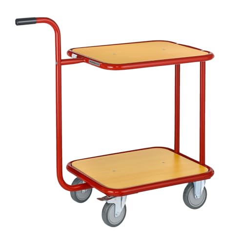SCHÄFER SHOP Tischwagen mit 2 Etagen – 150 kg Tragkraft, Rollwagen Handwagen Etagenwagen Griffroller, Ladefläche 600x500 mm - Holz, Stahl, rot SCHÄFER SHOP Tischwagen mit 2 Etagen – 150 kg Tragkraft, Rollwagen Handwagen Etagenwagen Griffroller, Ladefläche 600x500 mm - Holz, Stahl, rot von SCHÄFER SHOP
