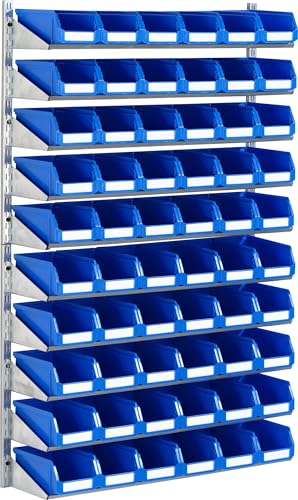 SCHÄFER SHOP Wandregal mit 10 Böden und 60 Kästen im Maß 100 x 64 x 15,5 cm – platzsparendes Kleinteileregalsystem zur Wandmontage von SCHÄFER SHOP