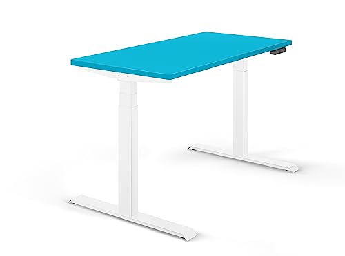 SCHAFF Elektrisch höhenverstellbarer Schreibtisch Rec in Blau | Bunter und kompakter Arbeitstisch | 140x60 cm Tischplatte | Höhenverstellbarerer Bürotisch von SCHAFF