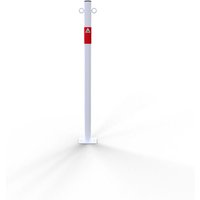 Schake Absperrpfosten aus Stahlrohr verzinkt Ø42x2,5mm weiß mit rot reflektierenden Leuchtstreifen und Kunststoffkappe 900mm Überflur für von SCHAKE