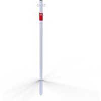 Schake Absperrpfosten aus Stahlrohr verzinkt Ø42x2,5mm weiß mit rot reflektierenden Leuchtstreifen und Kunststoffkappe 900mm Überflur zum Einschlagen von SCHAKE