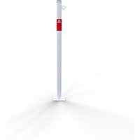 Schake Absperrpfosten aus Stahlrohr verzinkt Ø42x2,5mm weiß mit rot reflektierenden Leuchtstreifen und aufgeschweißter Stahlkappe 900mm Überflur für Schake Absperrpfosten aus Stahlrohr verzinkt Ø42x2,5mm weiß mit rot reflektierenden Leuchtstreifen und aufgeschweißter Stahlkappe 900mm Überflur für von SCHAKE