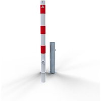 Schake Absperrpfosten herausnehmbar mit Dreikantschloss aus Stahlrohr Ø60x2,5mm weiß mit rot reflektierenden Leuchtstreifen und Stahlkappe 900mm Schake Absperrpfosten herausnehmbar mit Dreikantschloss aus Stahlrohr Ø60x2,5mm weiß mit rot reflektierenden Leuchtstreifen und Stahlkappe 900mm von SCHAKE