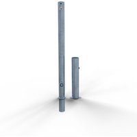 Schake Absperrpfosten herausnehmbar mit Dreikantschloss aus Stahlrohr verzinkt Ø60x2,5mm mit Stahlkappe 900mm Überflur ohne Ösen (ohne Lackierung) von SCHAKE