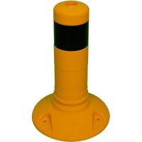 Schake Flexipfosten Ø80mm in gelb mit schwarzen Streifen und Dübelbefestigung aus PUR 300mm hoch von SCHAKE