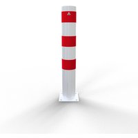 Schake Stahlrohrpoller ortsfest aus Stahlrohr verzinkt Ø152x3,2mm weiß beschichtet mit rot reflektierenden Leuchtstreifen zum Aufdübeln 1000mm von SCHAKE