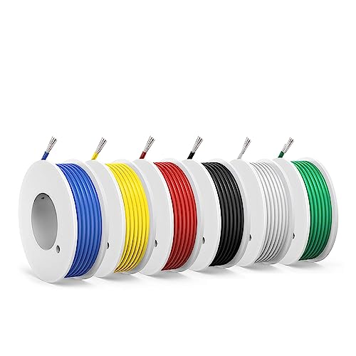 0,75mm² Silikon Elektrokabel- 18 AWG verzinnte Kupferdrahtspule,6 Farben,8 Meter pro Kabel,Litzendraht,flexibel und weich, ideal für elektrische Anwendungen von SCHDRA