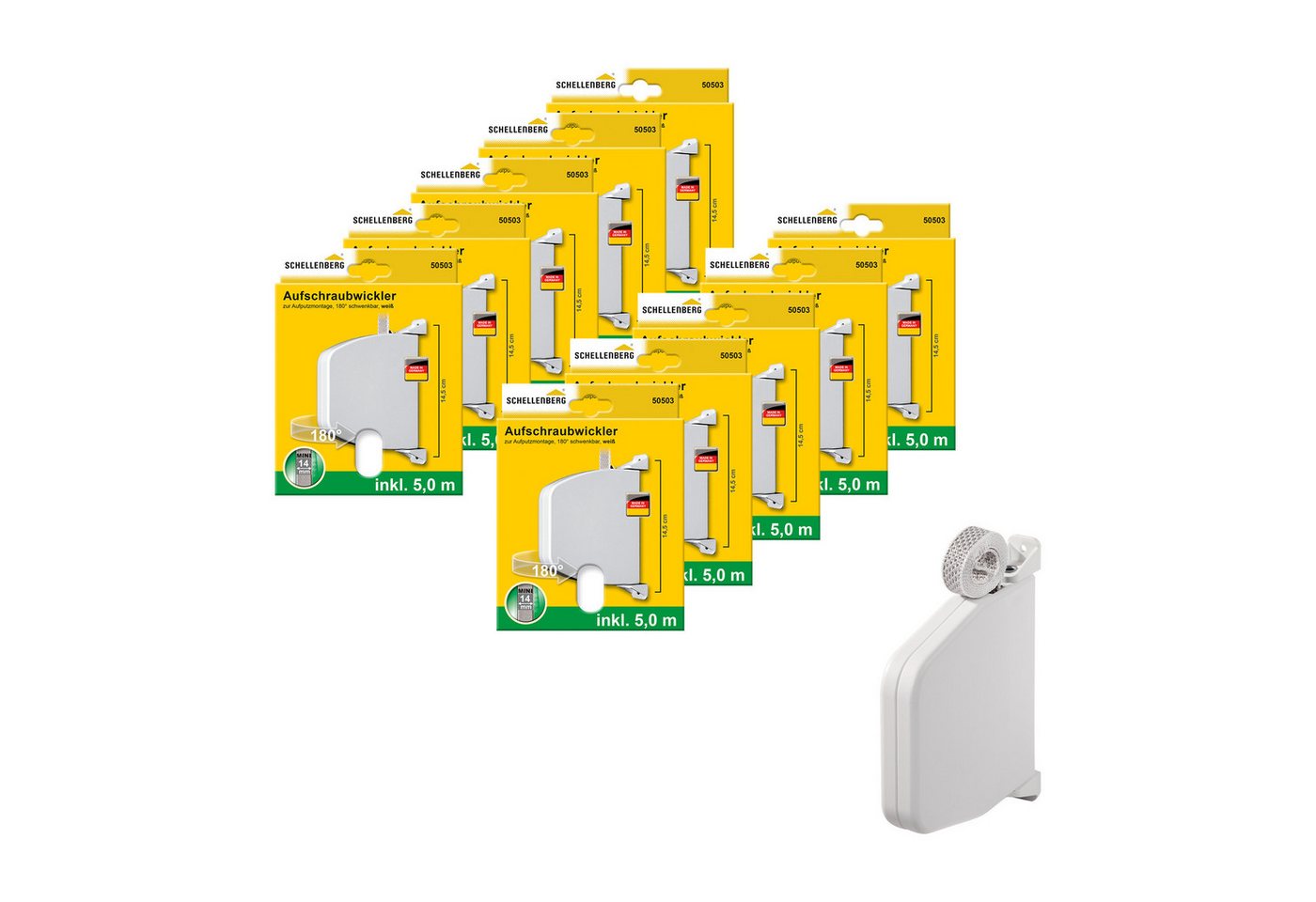 SCHELLENBERG Aufputz-Gurtwickler Aufschraubwickler für das Rollladensystem Mini, Gurtbreite 14 mm, Set, 10-tlg., schwenkbar, mit vormontiertem Rollladengurtband, braun oder weiß SCHELLENBERG Aufputz-Gurtwickler Aufschraubwickler für das Rollladensystem Mini, Gurtbreite 14 mm, Set, 10-tlg., schwenkbar, mit vormontiertem Rollladengurtband, braun oder weiß von SCHELLENBERG