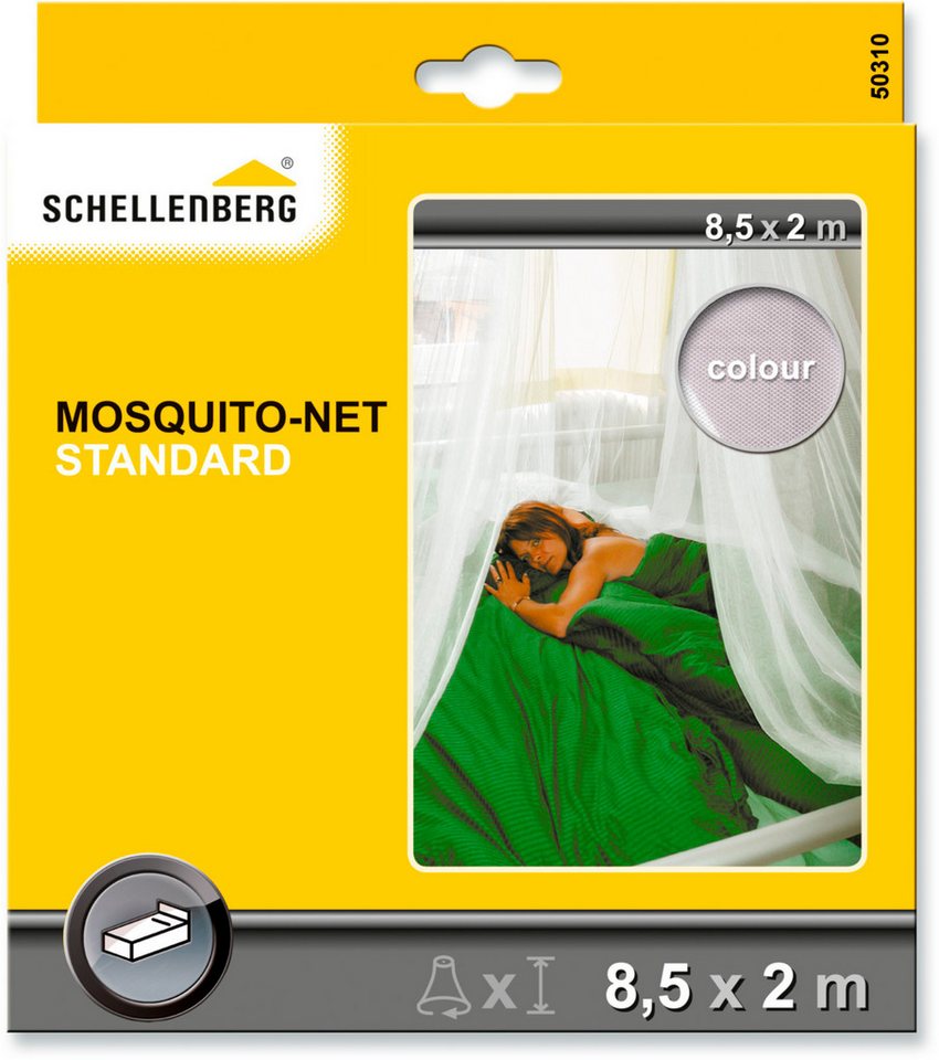 SCHELLENBERG Fliegengitter-Gewebe Insektenschutz-Vorhang Standard Betthimmel, Moskitonetz Baldachin für das Bett, 2 m x 8,5 m, weiß, 50310 von SCHELLENBERG