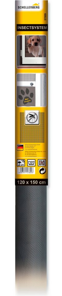 SCHELLENBERG Fliegengitter-Gewebe Max Protect, kratzsicheres Fliegengitter, für Fenster, Balkontür, Terrassentür, 120 x 150 cm, anthrazit, 57809 von SCHELLENBERG