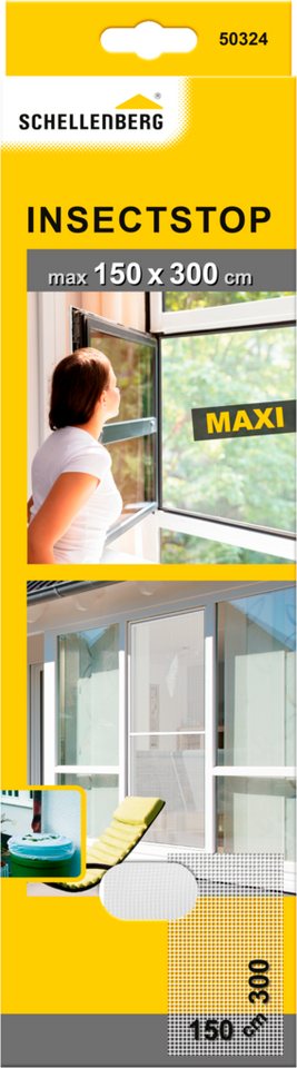 SCHELLENBERG Fliegengitter-Gewebe Maxi 50324, Insekten- und Mückenschutz für große Fenster, 150x300 cm, weiß von SCHELLENBERG