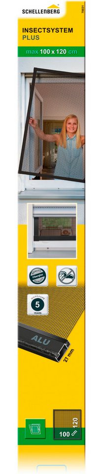 SCHELLENBERG Insektenschutz-Fensterrahmen Fliegengitter Fenster Plus, (Set, 1-St), aus Aluminium, 100 x 120 cm und 130 x 150 cm, anthrazit und weiß von Schellenberg