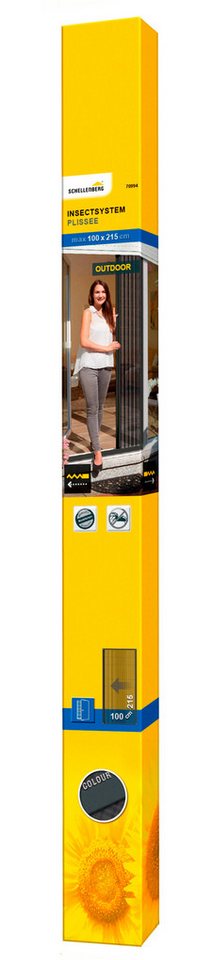 Insektenschutzrollo für Balkontüren und Terrassentüren in weiß und anthrazit, SCHELLENBERG, Insektenschutz mit Rahmen zum Auf- und Zuschieben, 100 x 215 cm von SCHELLENBERG
