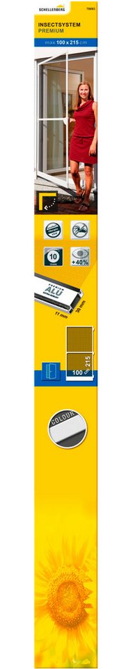 SCHELLENBERG Insektenschutz-Tür Premium, Fliegengitter für Balkontüren und Terrassentüren, (Set, 1-St), mit Aluminiumrahmen, 100 x 215 cm, anthrazit und weiß von SCHELLENBERG