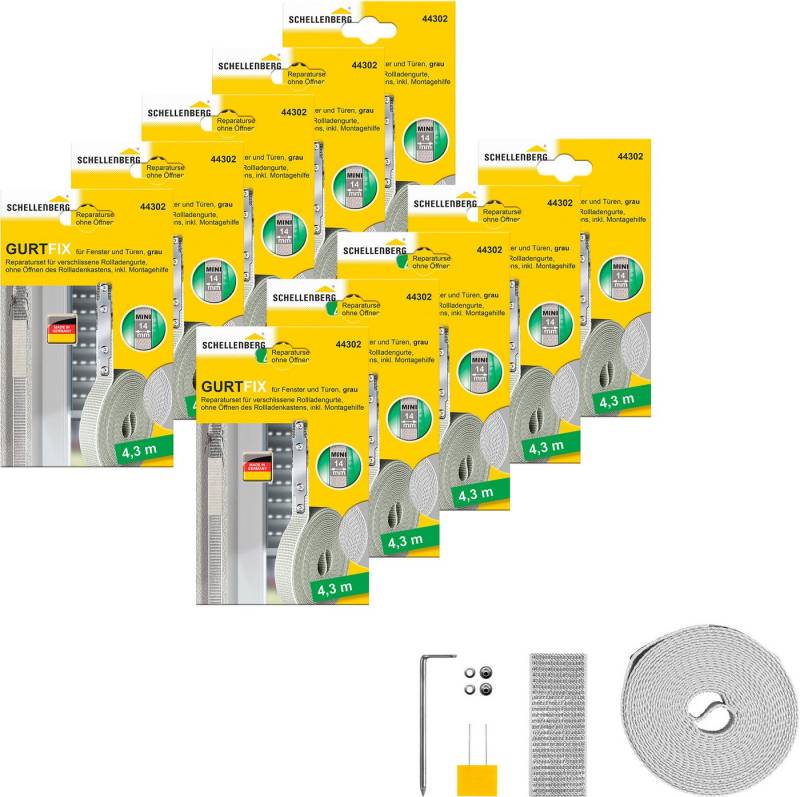 SCHELLENBERG Reparatur-Set Rollladen Gurtfix für das Rollladensystem Mini, Set, 10-St., für alte Gurtbänder in unterschiedlichen Farben, 14 mm x 4,3 m von SCHELLENBERG